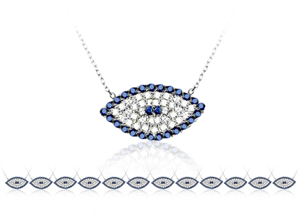 Rhodium Plated Evil Eye CZ Studded Pendant